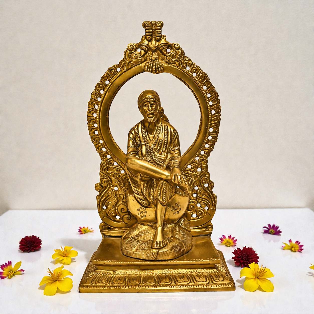 Brass Saibaba Statue – Intricate Sai Baba Idol