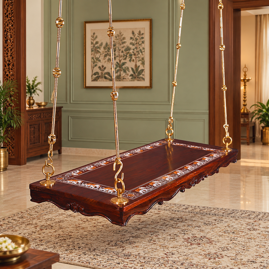 Rosewood Swing with Handmade Elephant Art Design