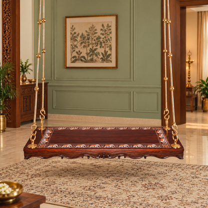 Rosewood Swing with Handmade Elephant Art Design
