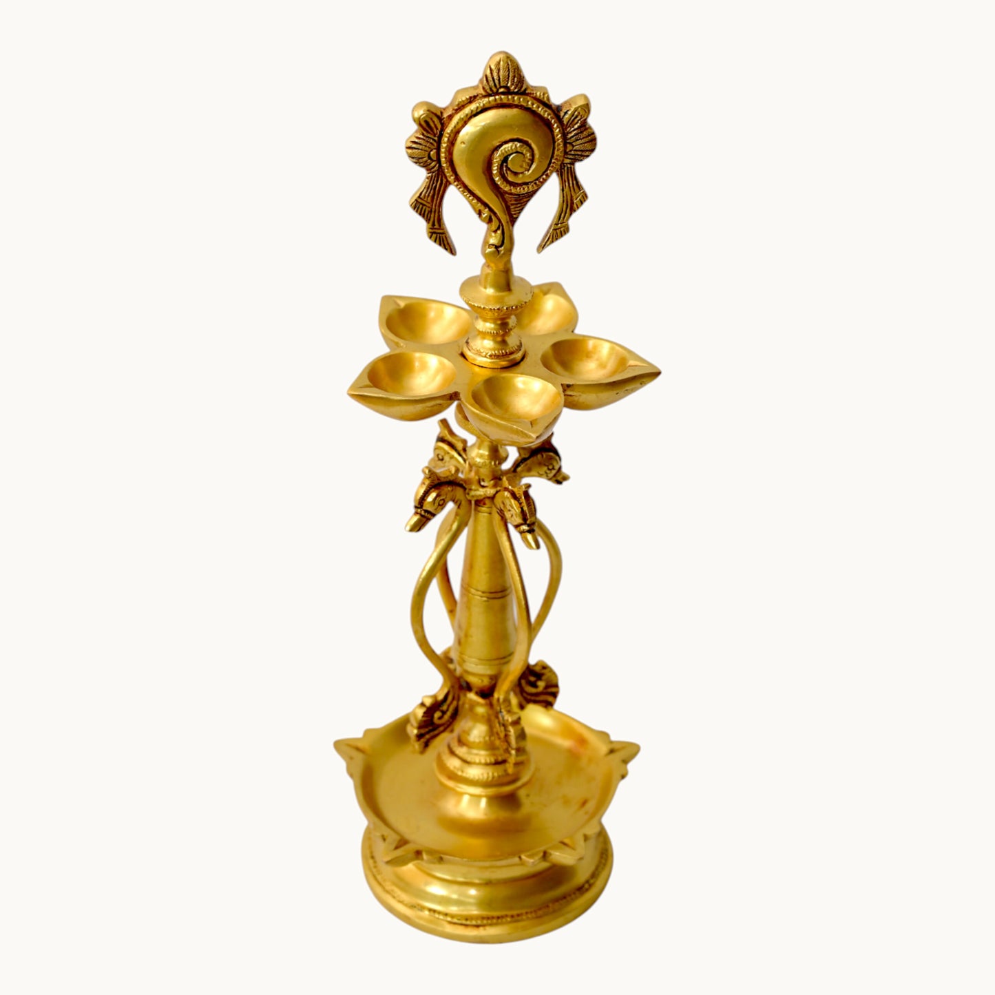 Thar Arts And Furniture - Brass Shankh and Chakra Lamp Set
