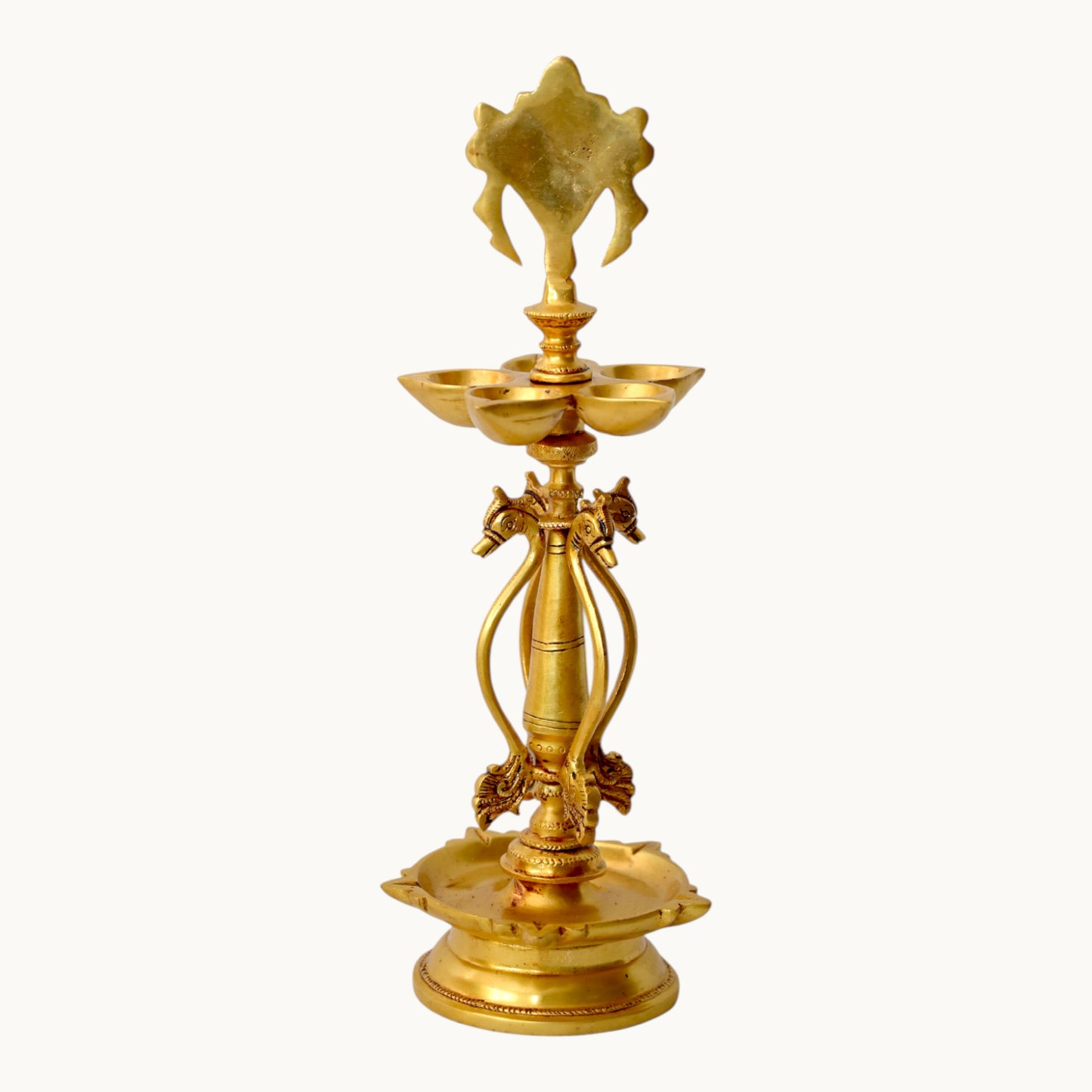 Thar Arts And Furniture - Brass Shankh and Chakra Lamp Set