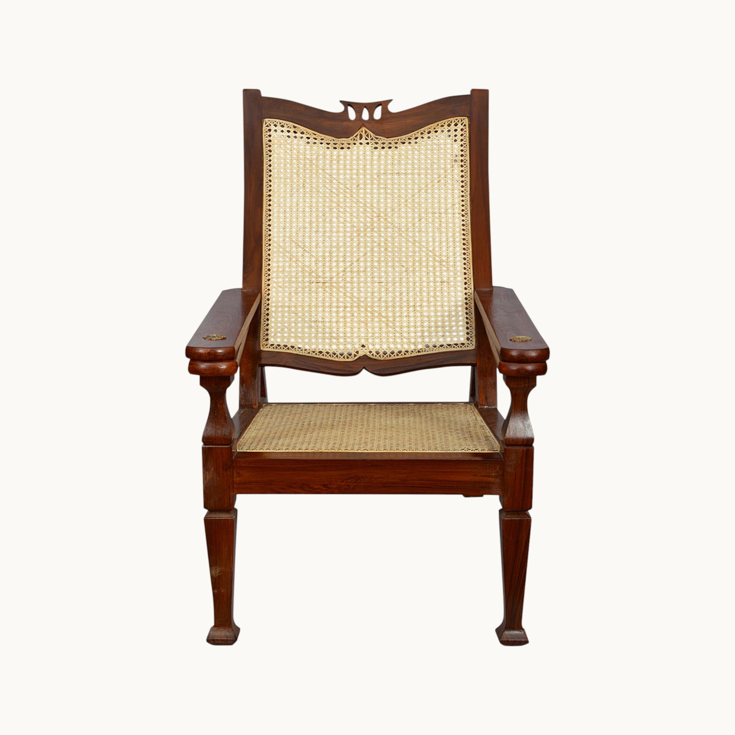 Thar Arts And Furniture - Teak wood Portuguese Planter Chair with cane finish ( Rattan )