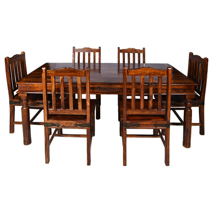 Solid Sheesham Wood Dining Table Set – 6 Seater | Traditional Chair Design