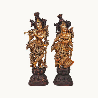Thar Arts And Furniture - Brass Radha Krishna Statue for Pooja Room