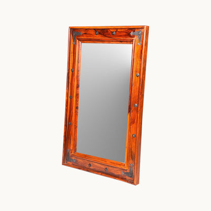 Thar Arts And Furniture - Sheesham wood Frame Wall Mirror Hanging Glass for Living Room ( Brown )
