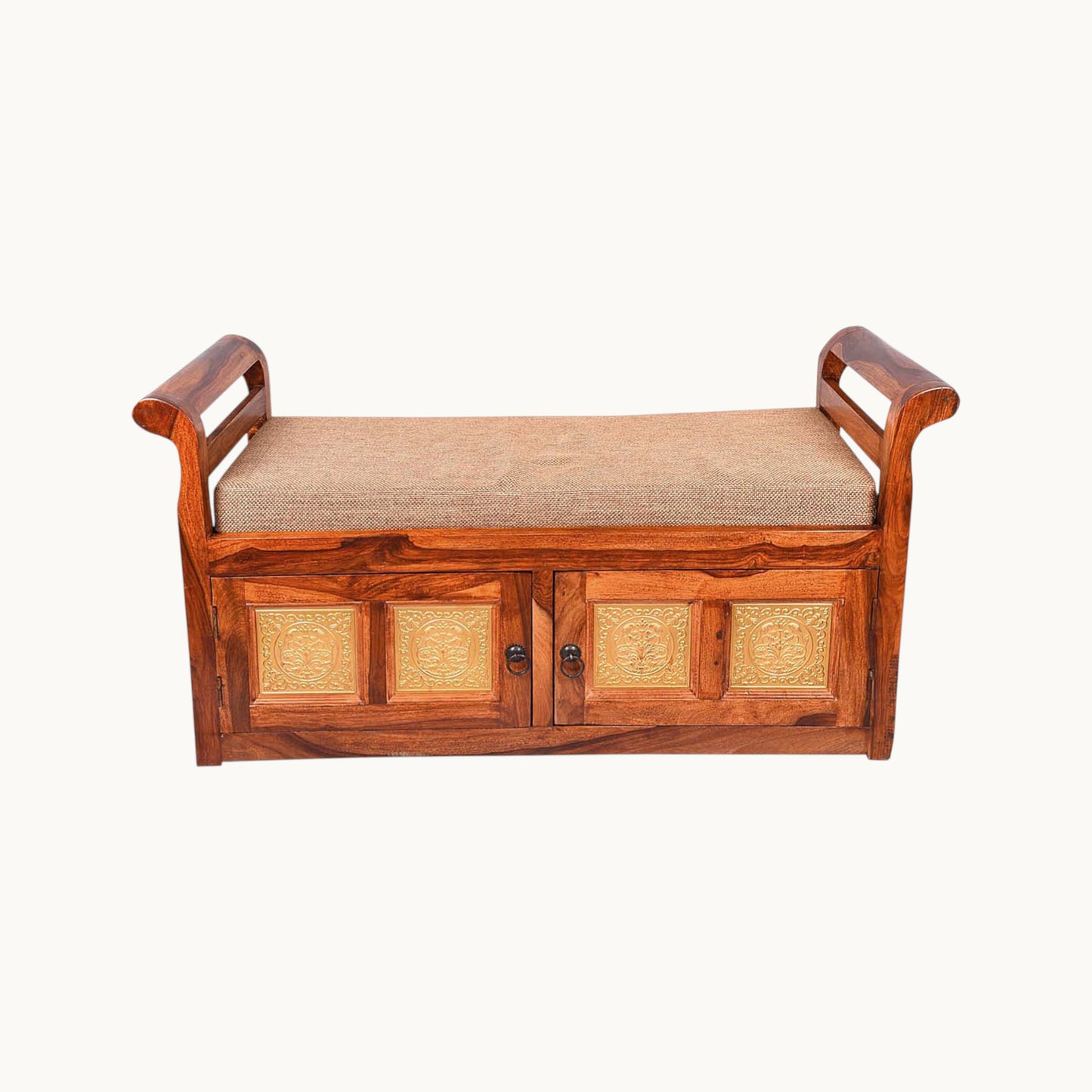 Thar Arts And Furniture - 2 Seater Sheesham wood shoe rack with storage