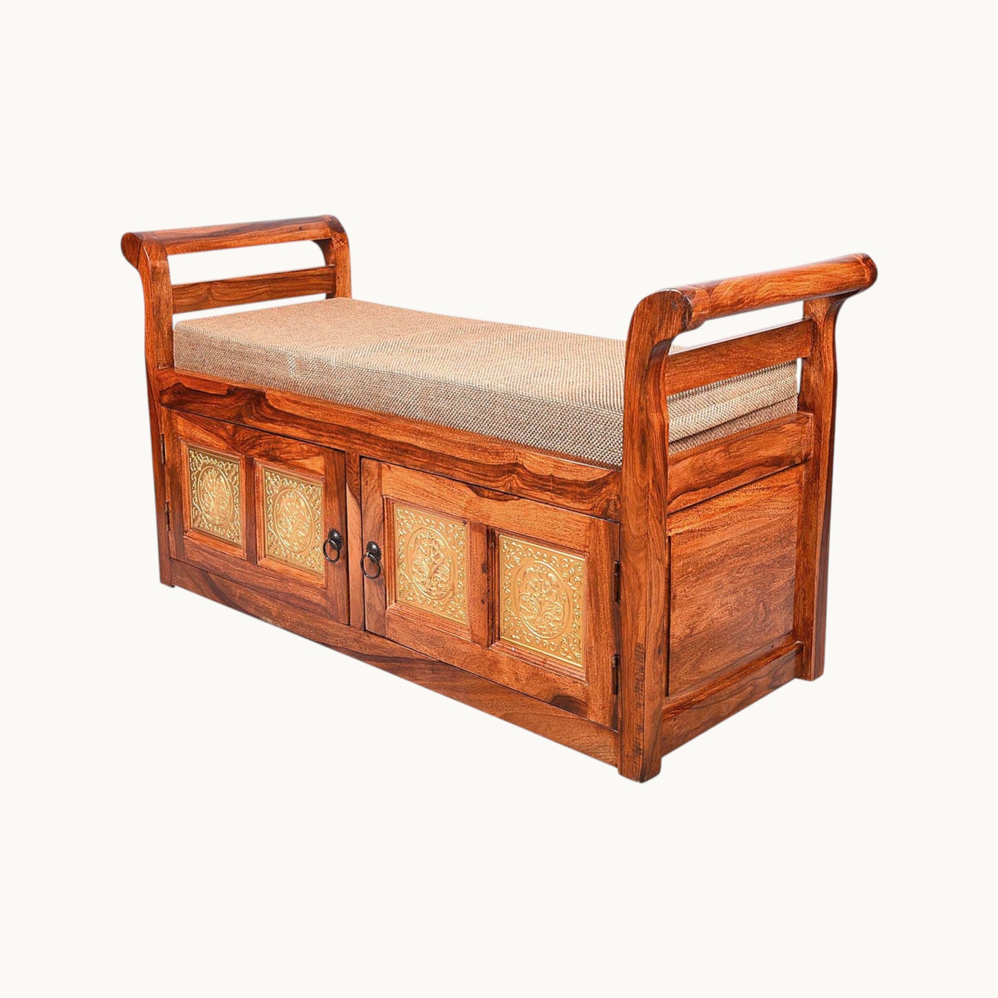 Thar Arts And Furniture - 2 Seater Sheesham wood shoe rack with storage