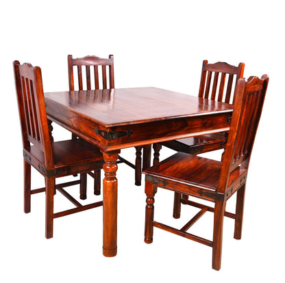 Solid Sheesham Wood Dining Table Set – 4 Seater | Classic Turned-Leg Design | Thar Arts & Furniture