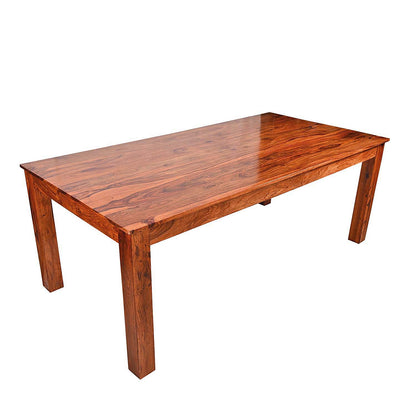 Solid Sheesham Wood Dining Table Set with Bench & Lattice Back Chairs – 6 Seater