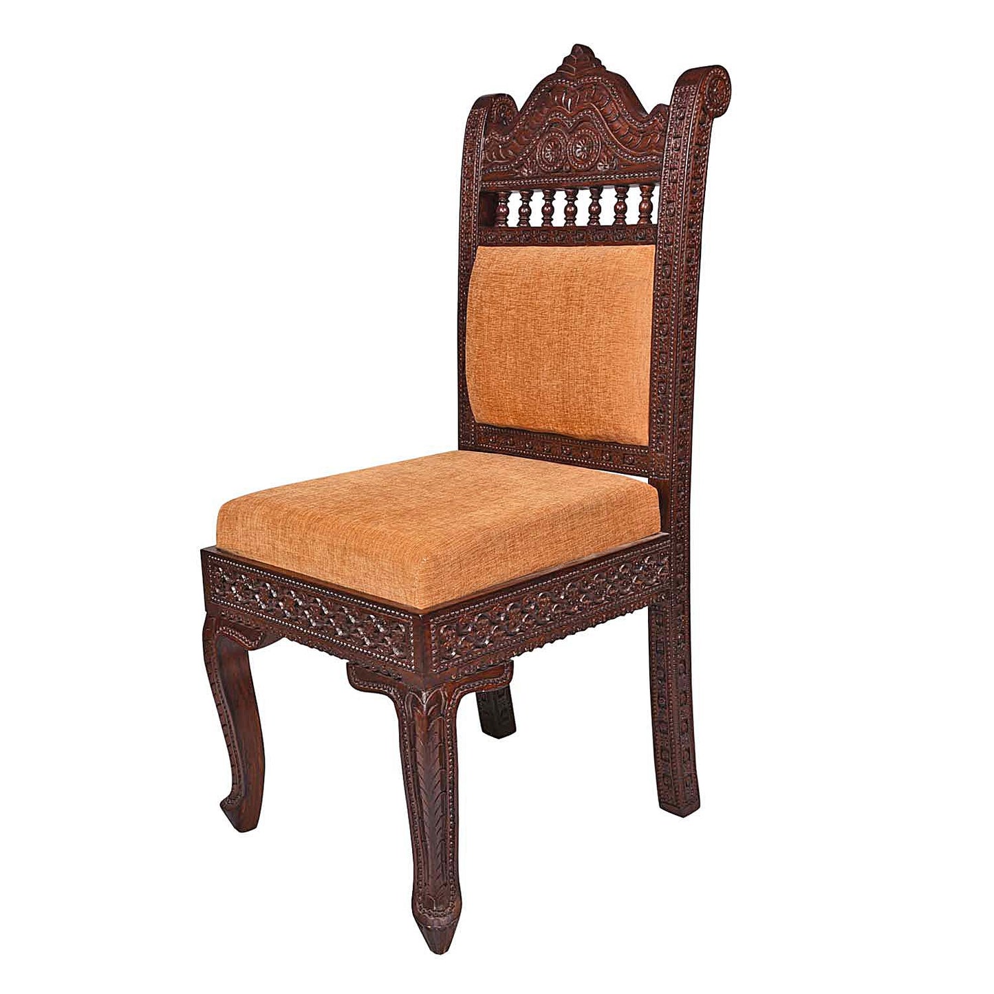 Handcrafted Royal Wooden Dining Table Set with Intricate Carvings – Glass Top, 6 Seater | Thar Arts & Furniture