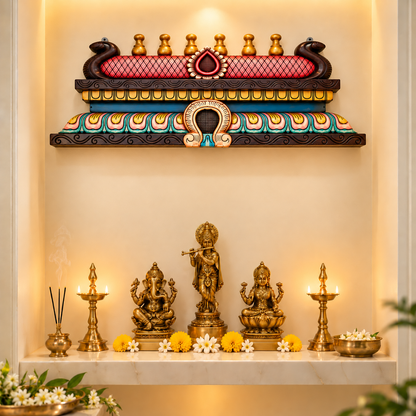 Handcrafted Wooden Painted Gopuram – Multicolour Temple Decor