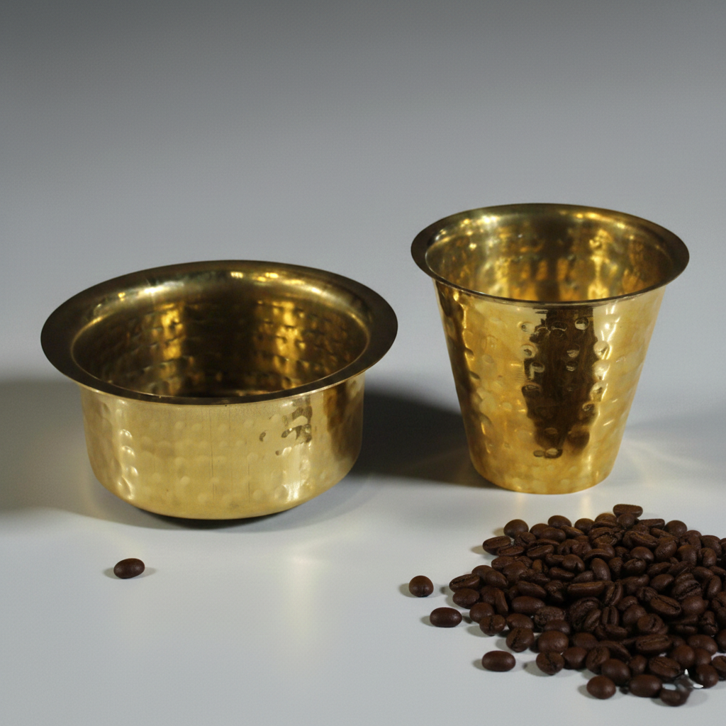 Handcrafted Brass Davara Tumbler Coffee Set – Traditional South Indian Filter Coffee Cup & Bowl | Thar Arts & Furniture