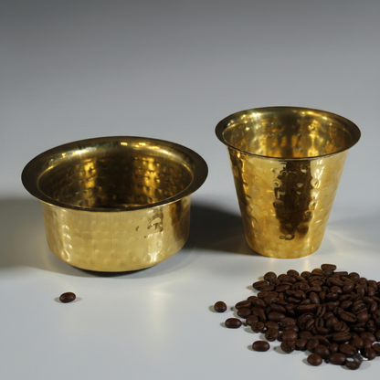 Handcrafted Brass Davara Tumbler Coffee Set – Traditional South Indian Filter Coffee Cup & Bowl | Thar Arts & Furniture