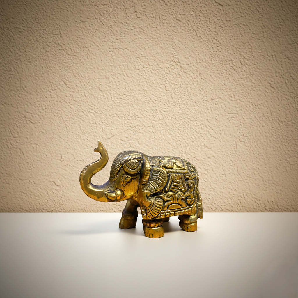 Handcrafted Pure Brass Elephant Figurine – Traditional Indian Decor | Thar Arts & Furniture