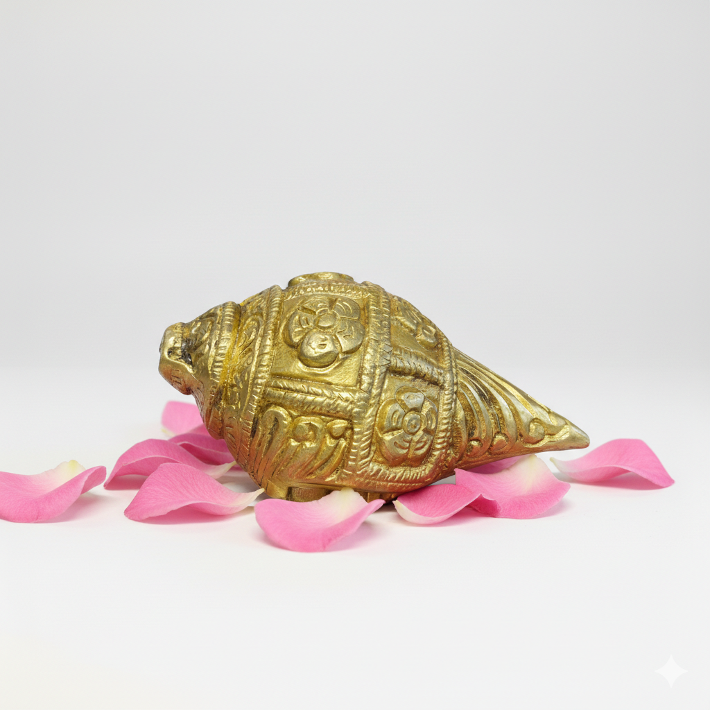 Brass Conch (Shankh) – Spiritual Brass Decor for Pooja & Home | Thar Arts & Furniture