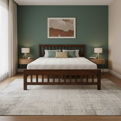 Solid Sheesham Wood King Size Bed - Classic Slatted Design | Thar Arts & Furniture