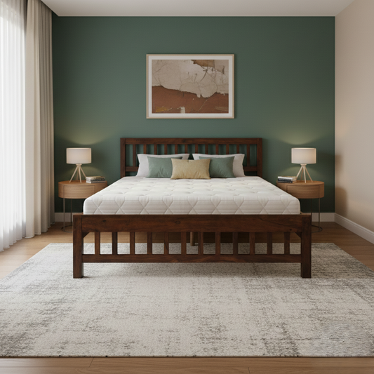 Solid Sheesham Wood King Size Bed - Classic Slatted Design | Thar Arts & Furniture