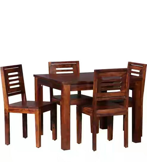 Solid Sheesham Wood Dining Table Set – 4 Seater | Minimalist Modern Design | Thar Arts & Furniture