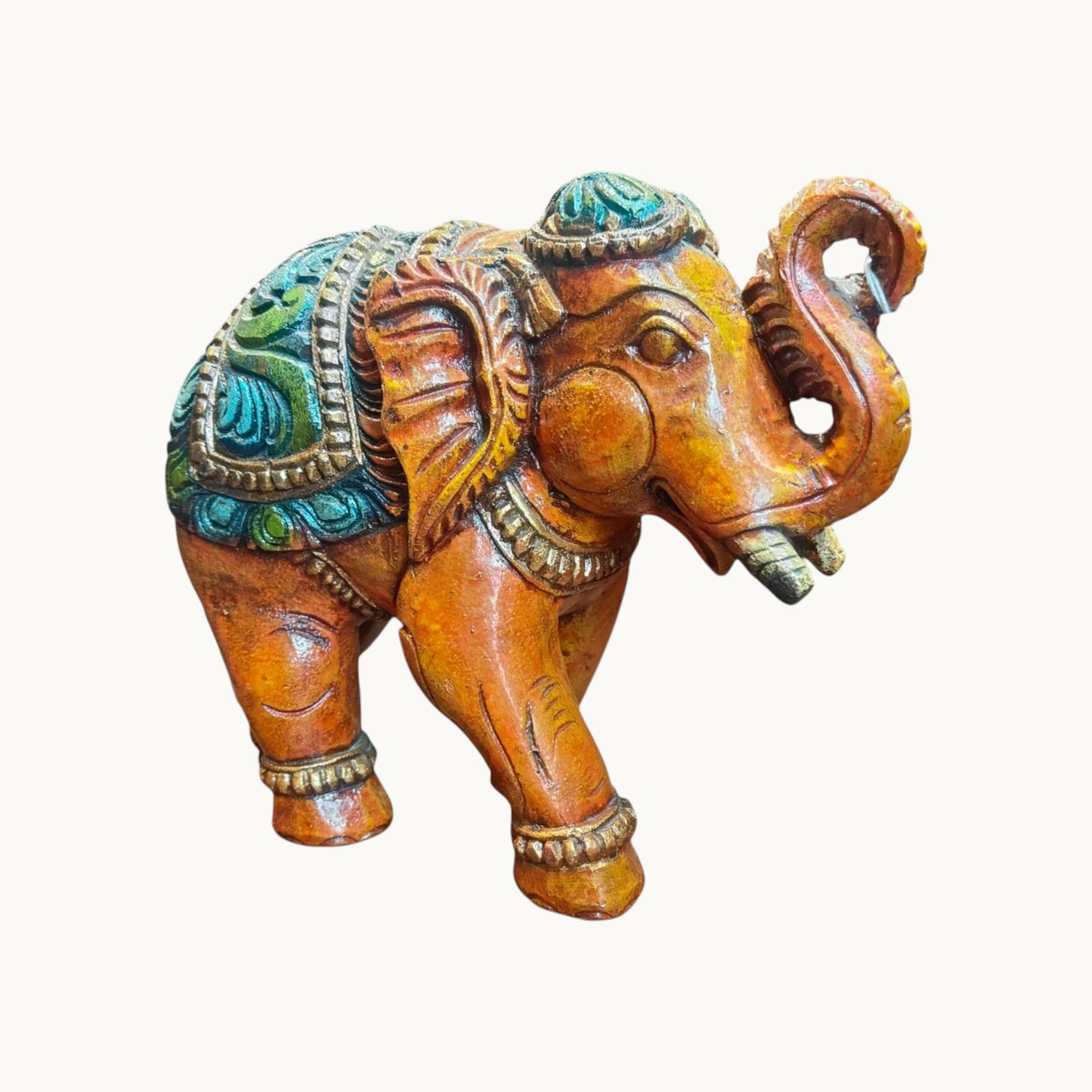 Painted Wooden Elephant – Handcrafted Decorative Figurine for Home