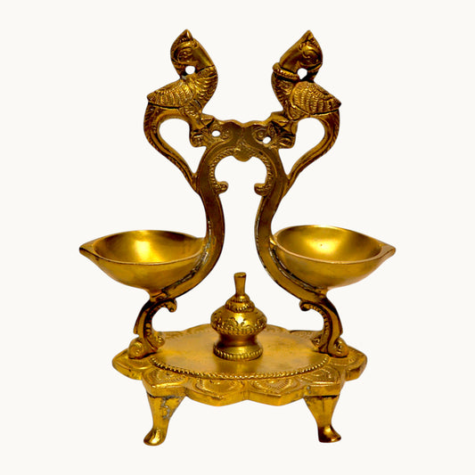 Thar Arts And Furniture - Brass Hanging Twin Bird Lamp