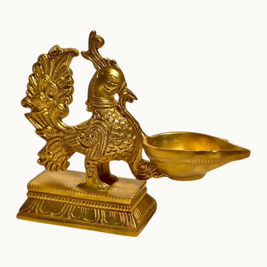 Thar Arts And Furniture - Brass Bird Diya With Thick Base