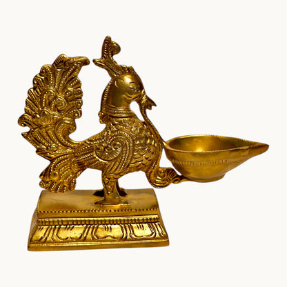 Thar Arts And Furniture - Brass Bird Diya With Thick Base