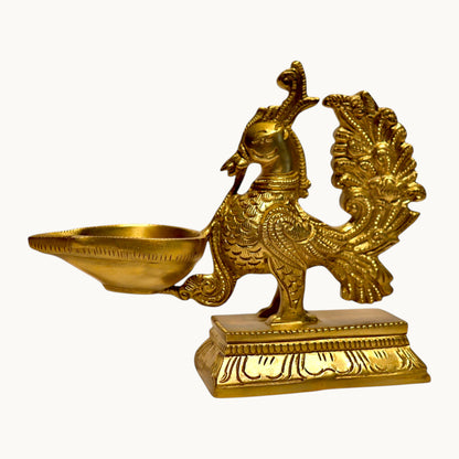 Thar Arts And Furniture - Brass Bird Diya With Thick Base