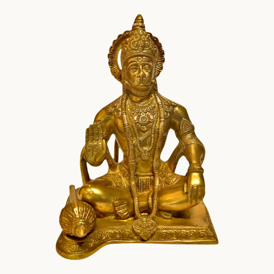 Thar Arts And Furniture - Brass Hanuman Idol in Blessing Pose – Handcrafted Murti for Pooja Room & Spiritual Décor