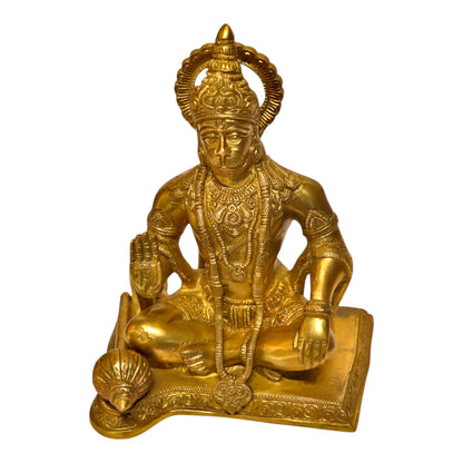 Thar Arts And Furniture - Brass Hanuman Idol in Blessing Pose – Handcrafted Murti for Pooja Room & Spiritual Décor