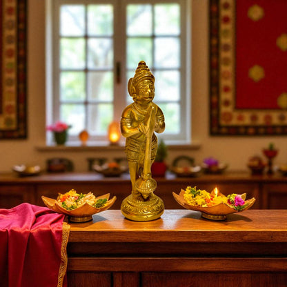 Thar Arts And Furniture - Brass Hanuman Idol | Small Standing Statue for Pooja Room, Temple & Home Décor