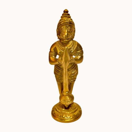 Thar Arts And Furniture - Brass Hanuman Idol | Small Standing Statue for Pooja Room, Temple & Home Décor