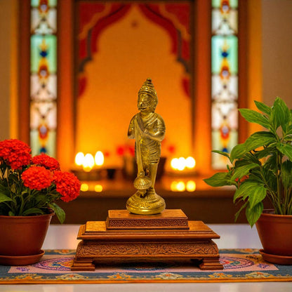 Thar Arts And Furniture - Brass Hanuman Idol | Small Standing Statue for Pooja Room, Temple & Home Décor