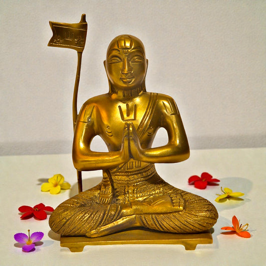 Ramanuja Brass Idol - Solid Brass Spiritual Statue | Thar Arts & Furniture