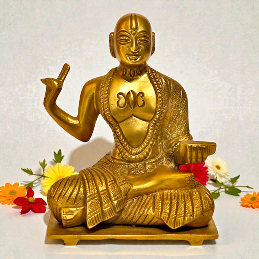 Madhvacharya Brass Idol – Solid Brass Spiritual Statue | Thar Arts & Furniture