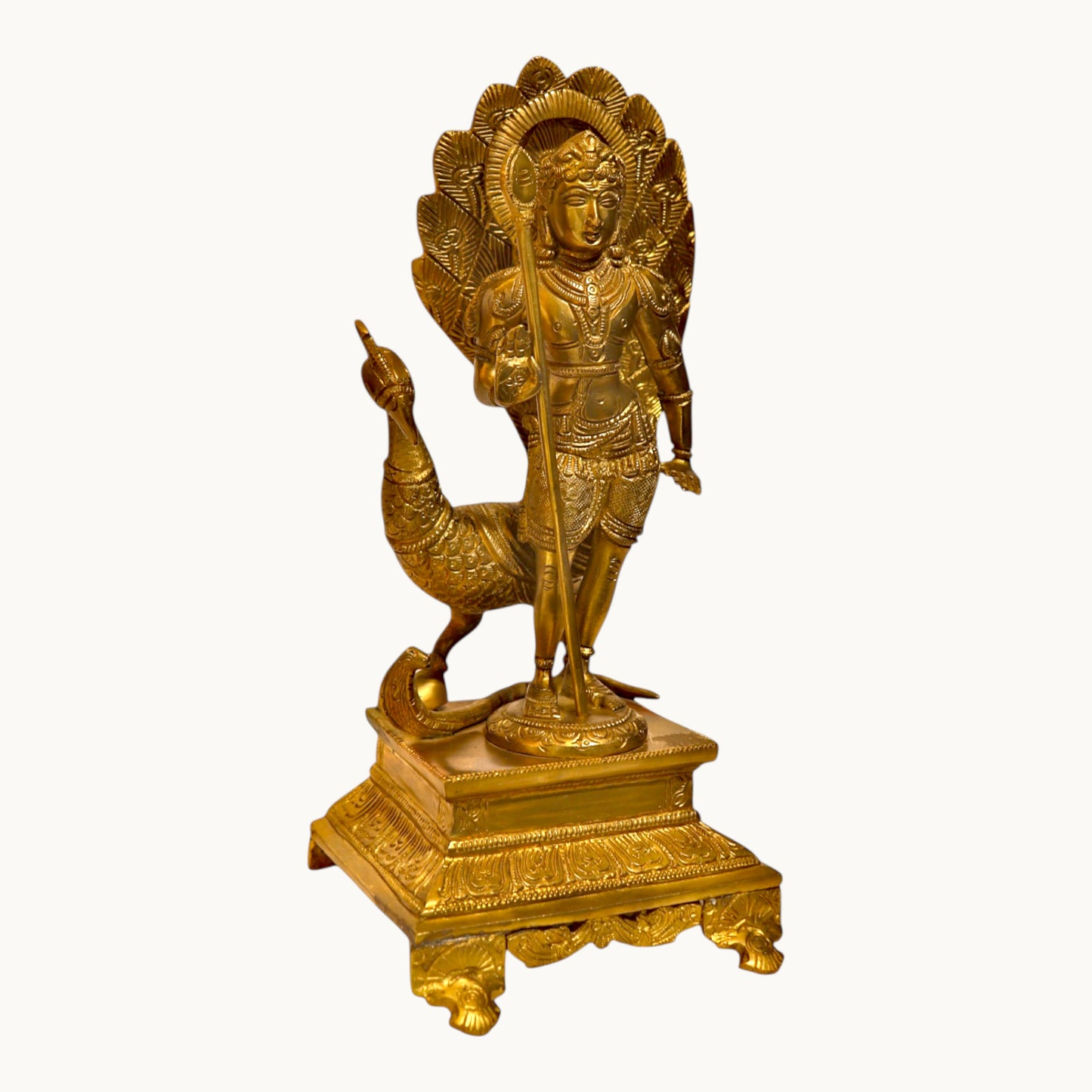 Thar Arts And Furniture - Brass Kartike with Peacock Idol