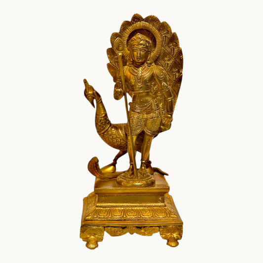 Thar Arts And Furniture - Brass Kartike with Peacock Idol