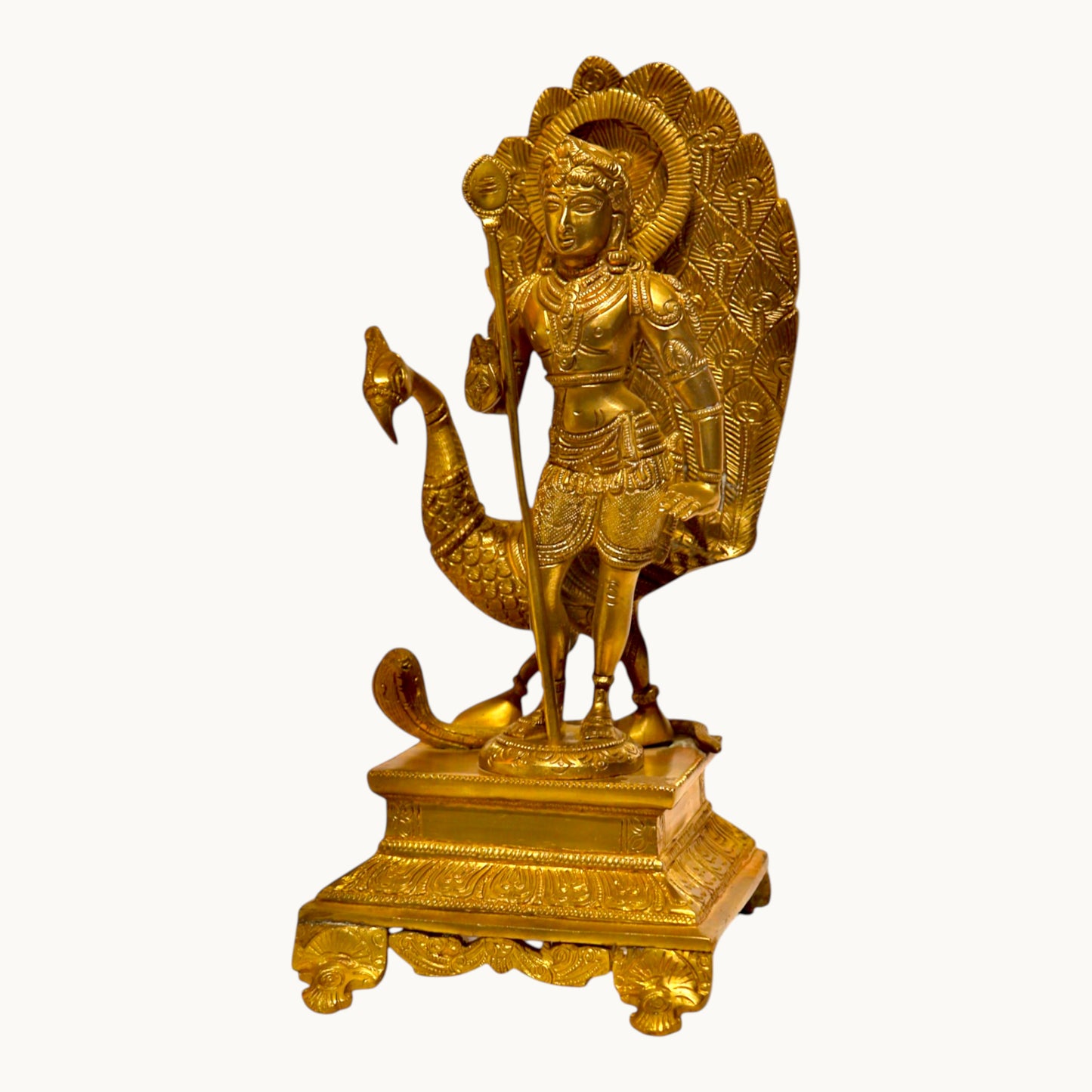 Thar Arts And Furniture - Brass Kartike with Peacock Idol