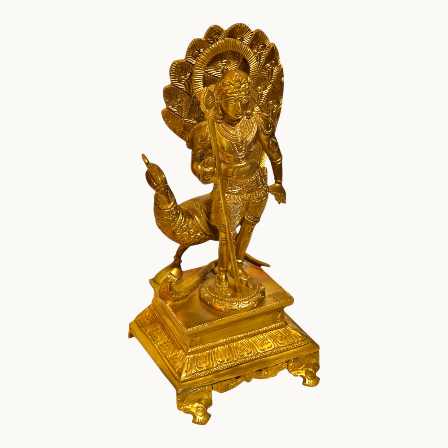 Thar Arts And Furniture - Brass Kartike with Peacock Idol