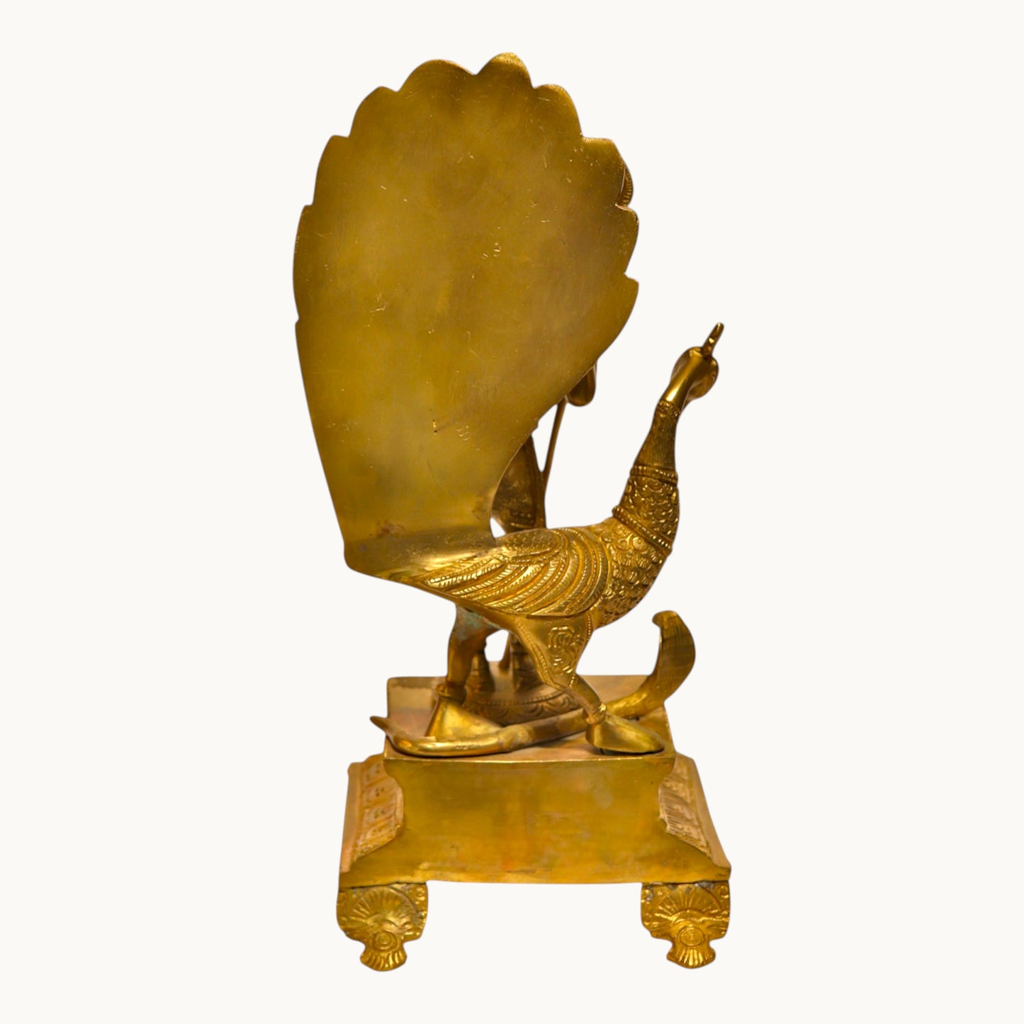 Thar Arts And Furniture - Brass Kartike with Peacock Idol