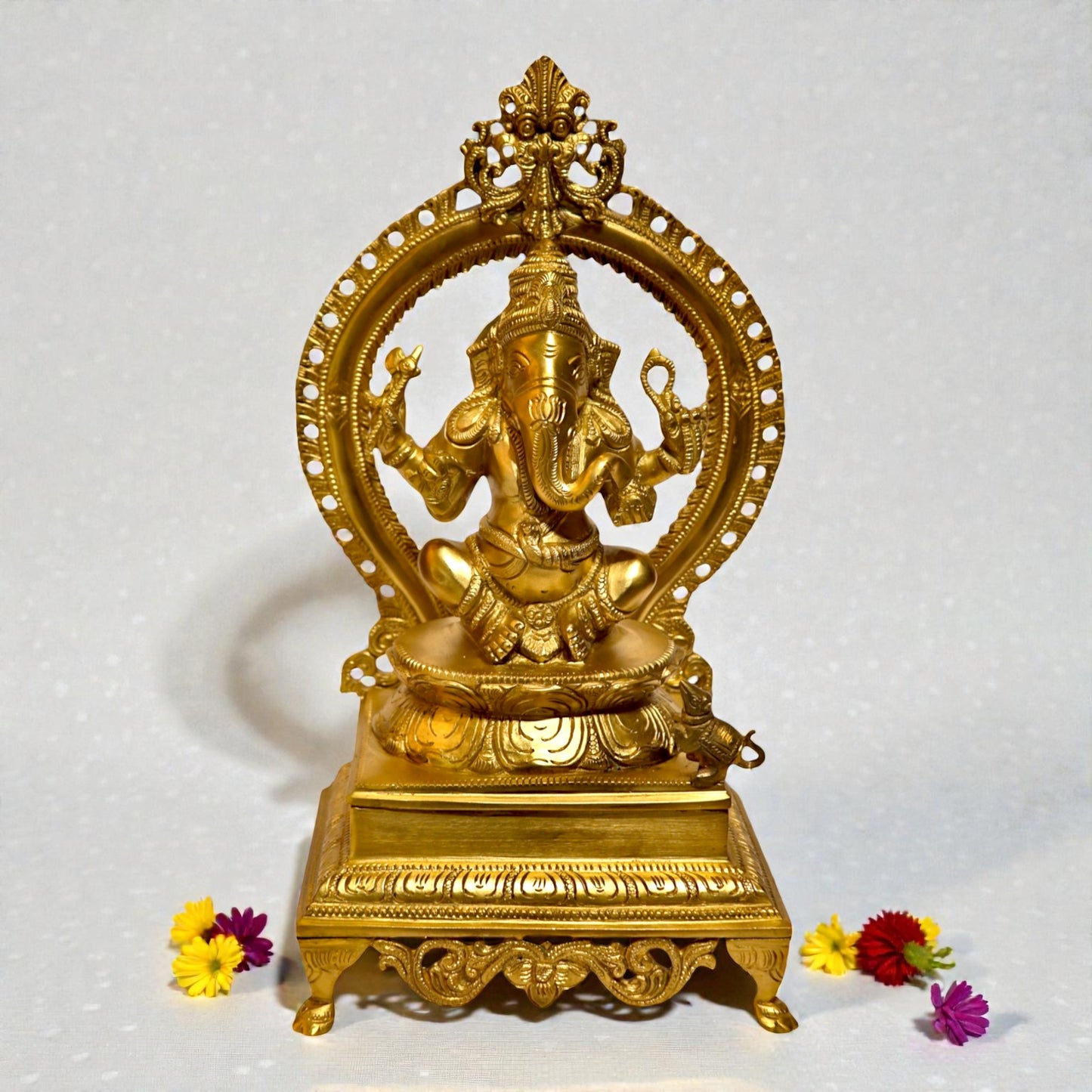 Brass Ganesha With Arch Statue – Lord Ganesha Idol | Thar Arts & Furniture