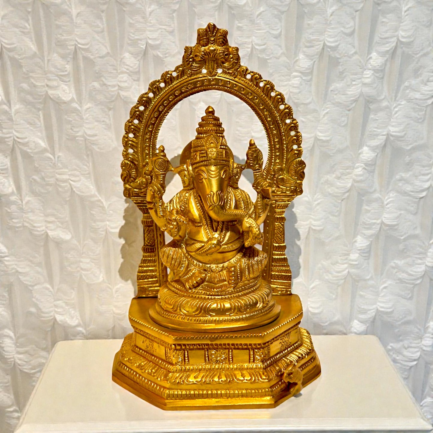 Brass Ganesha with Prabhawali - Lord Ganesha Idol | Thar Arts & Furniture