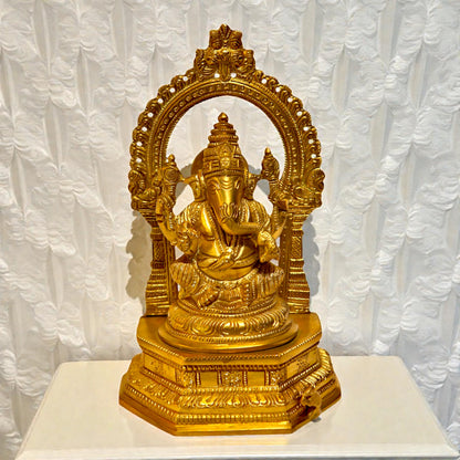 Brass Ganesha with Prabhawali - Lord Ganesha Idol | Thar Arts & Furniture