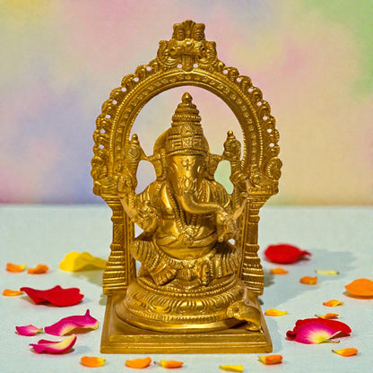 Brass Prabhawali Ganesha Statue – Divine Ganesha With Halo Arch | Thar Arts & Furniture