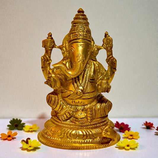 Brass Ganesha Statue - Lord Ganesha Idol | Thar Arts & Furniture