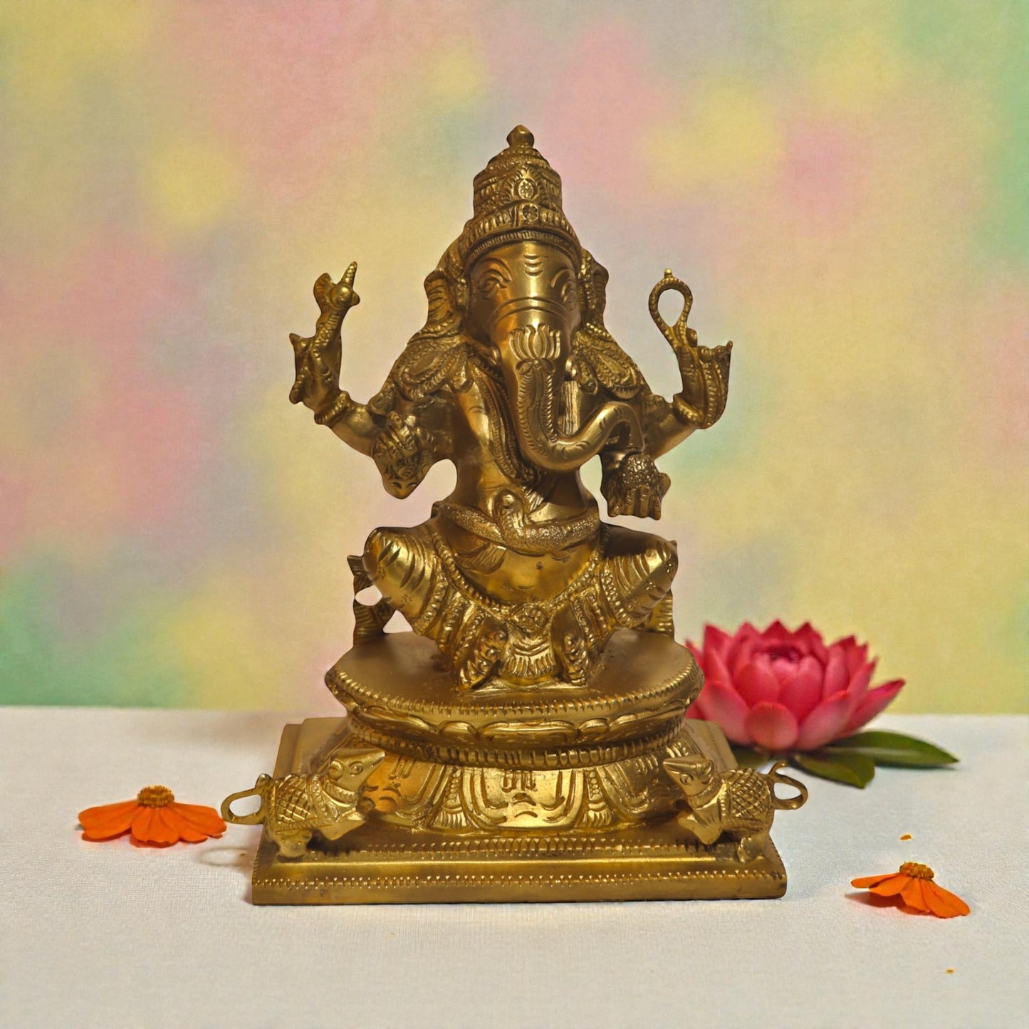 Lord Ganesha Brass Idol – Premium Solid Brass Statue | Thar Arts & Furniture