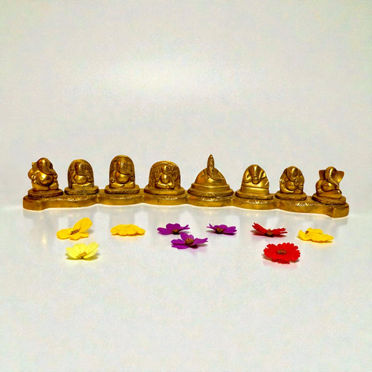 Brass Ashata Ganesha Idol – Handcrafted Spiritual Decor | Thar Arts & Furniture