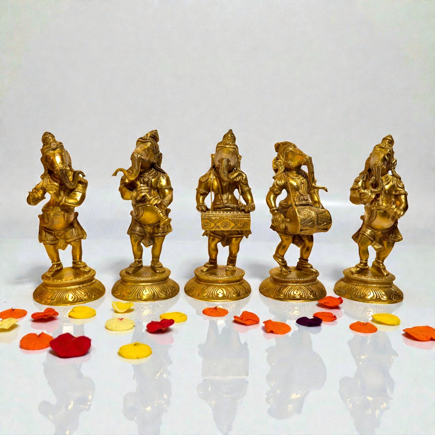 Brass Standing Musical Ganesha Statue – Lord Ganesha with Instrument | Thar Arts & Furniture