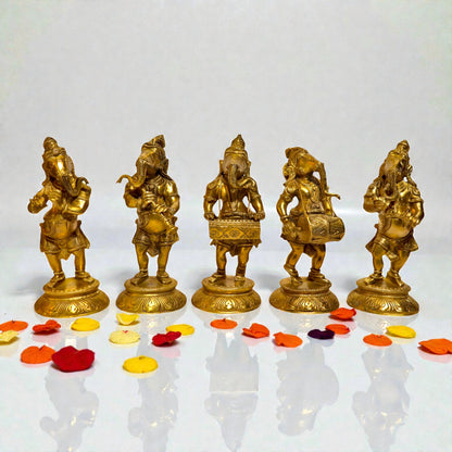 Brass Standing Musical Ganesha Statue – Lord Ganesha with Instrument | Thar Arts & Furniture