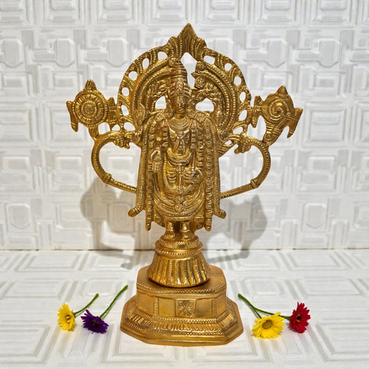Brass Lord Venkateshwara Idol – Tirupati Balaji Standing Statue | Thar Arts & Furniture