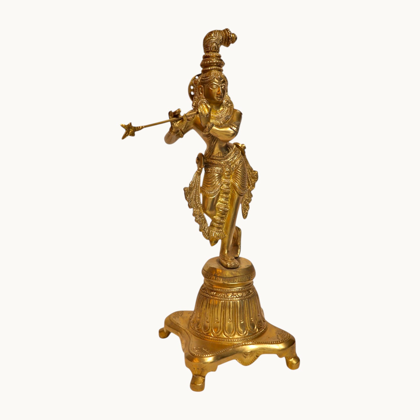 Thar Arts And Furniture - Brass Krishna with Flute |Lord Krishna Statue |Krishan Figurine | Brass Standing Krishna Statue |Brass Gift Item | Standing Krishna |Brass Pooja Idols
